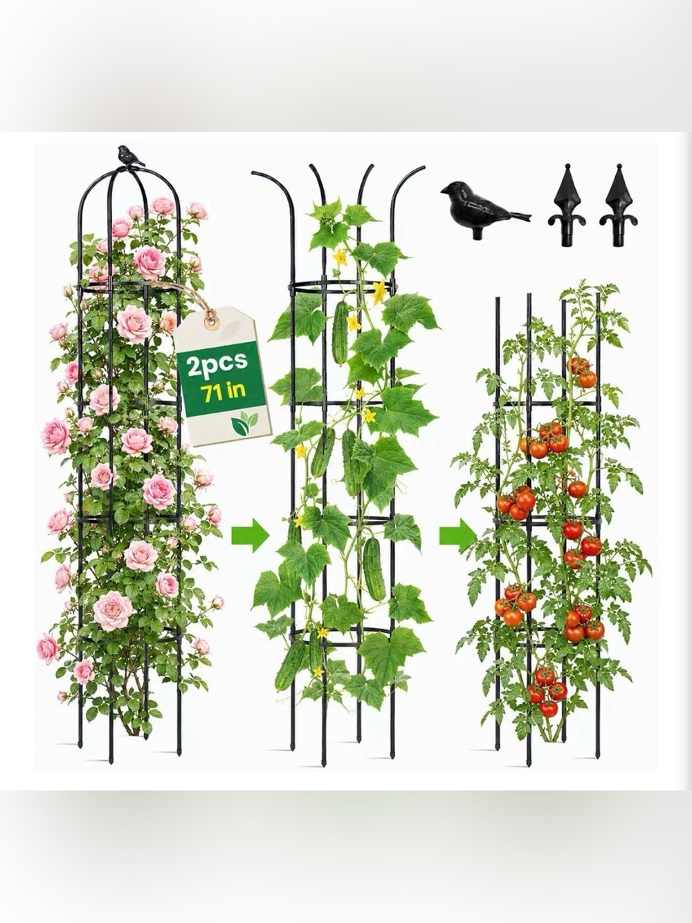 Set Of 2 Obelisk Trellis Climbing Plants 6 Ft Rose Bush Round Trellis